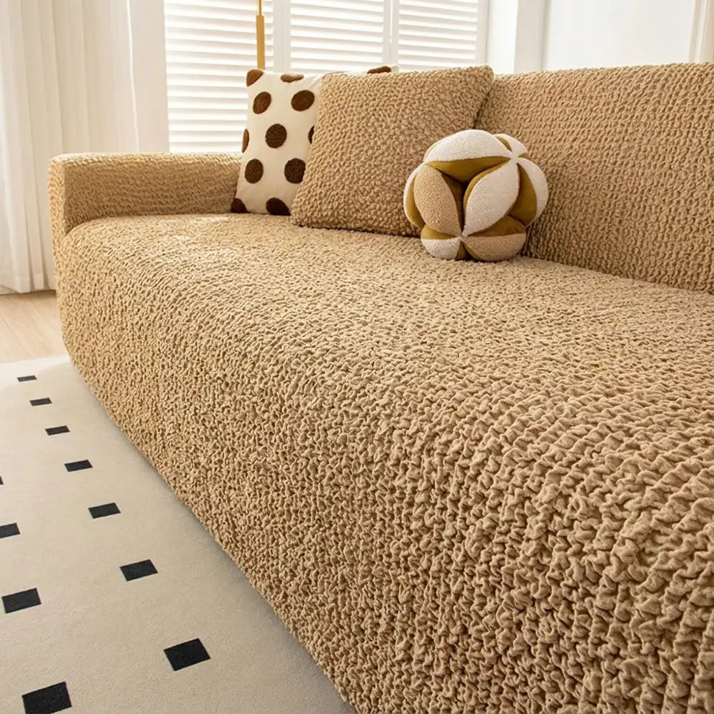 Cream Style Seersucker Breathable Stretchy Full-Coverage Magic Sofa Cover