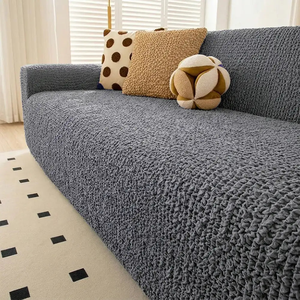 Cream Style Seersucker Breathable Stretchy Full-Coverage Magic Sofa Cover