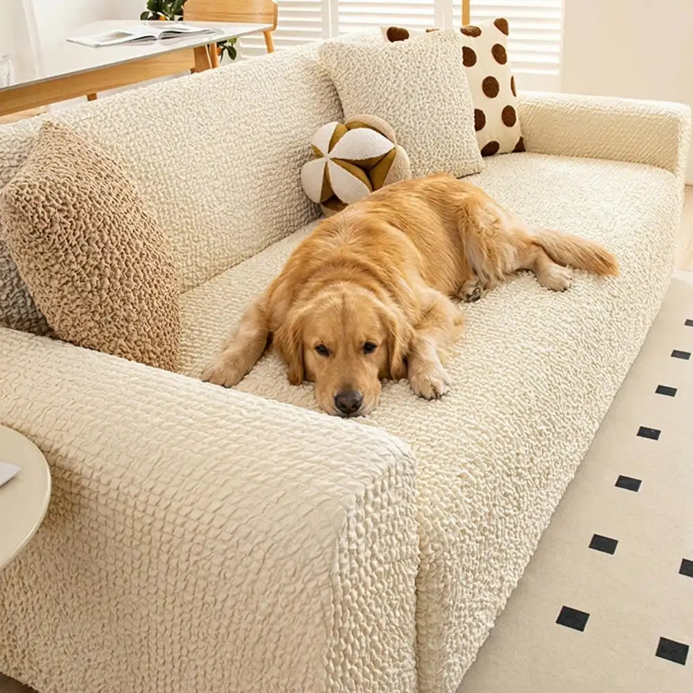 Cream Style Seersucker Breathable Stretchy Full-Coverage Magic Sofa Cover