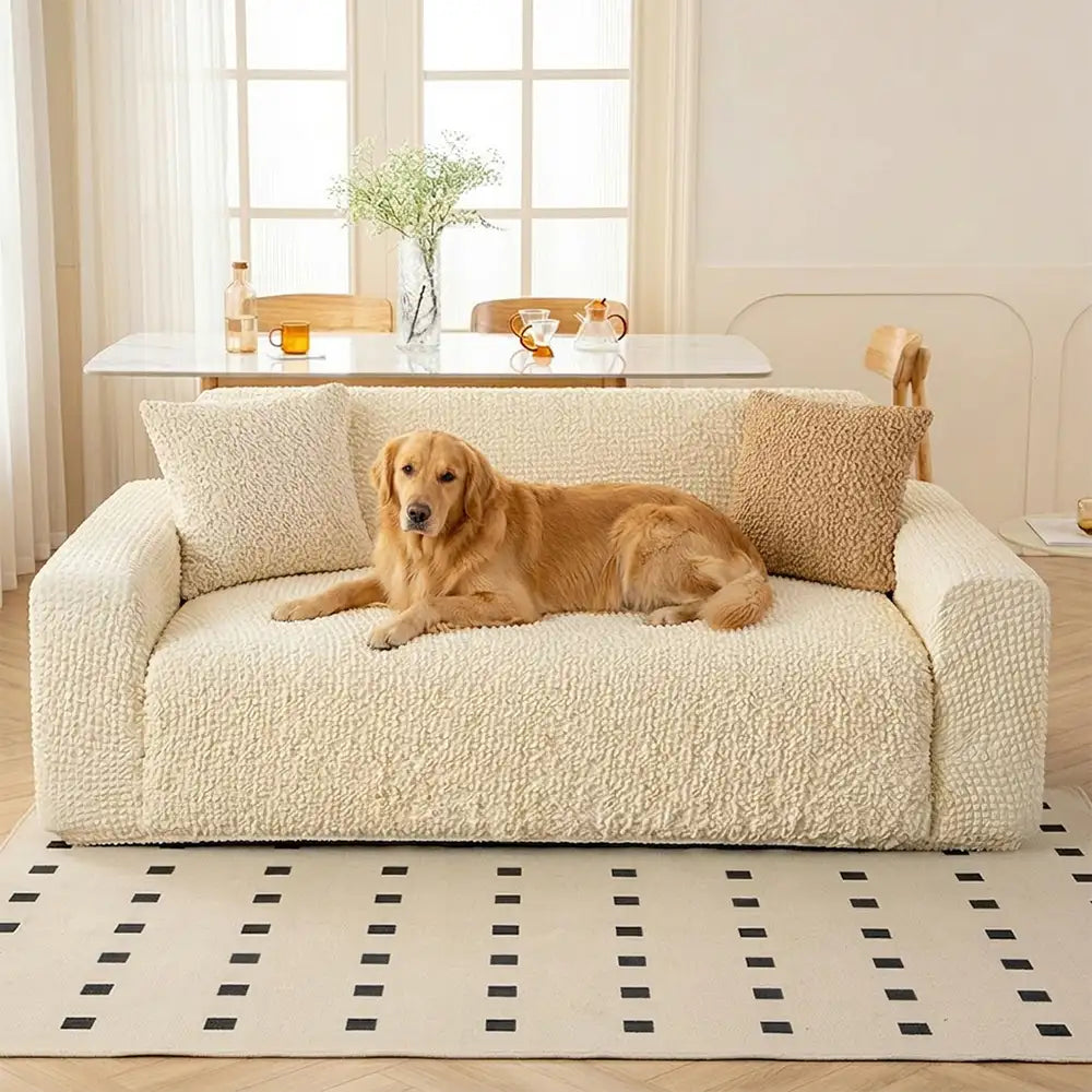 Cream Style Seersucker Breathable Stretchy Full-Coverage Magic Sofa Cover