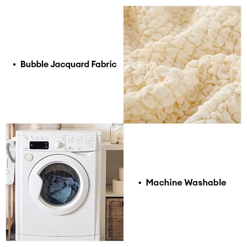 Cream Style Seersucker Breathable Stretchy Full-Coverage Magic Sofa Cover