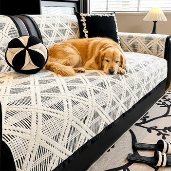 Creative Plaid Pattern Anti-Cat Scratch And Non-Slip Couch Cover - Suitable For All Seasons