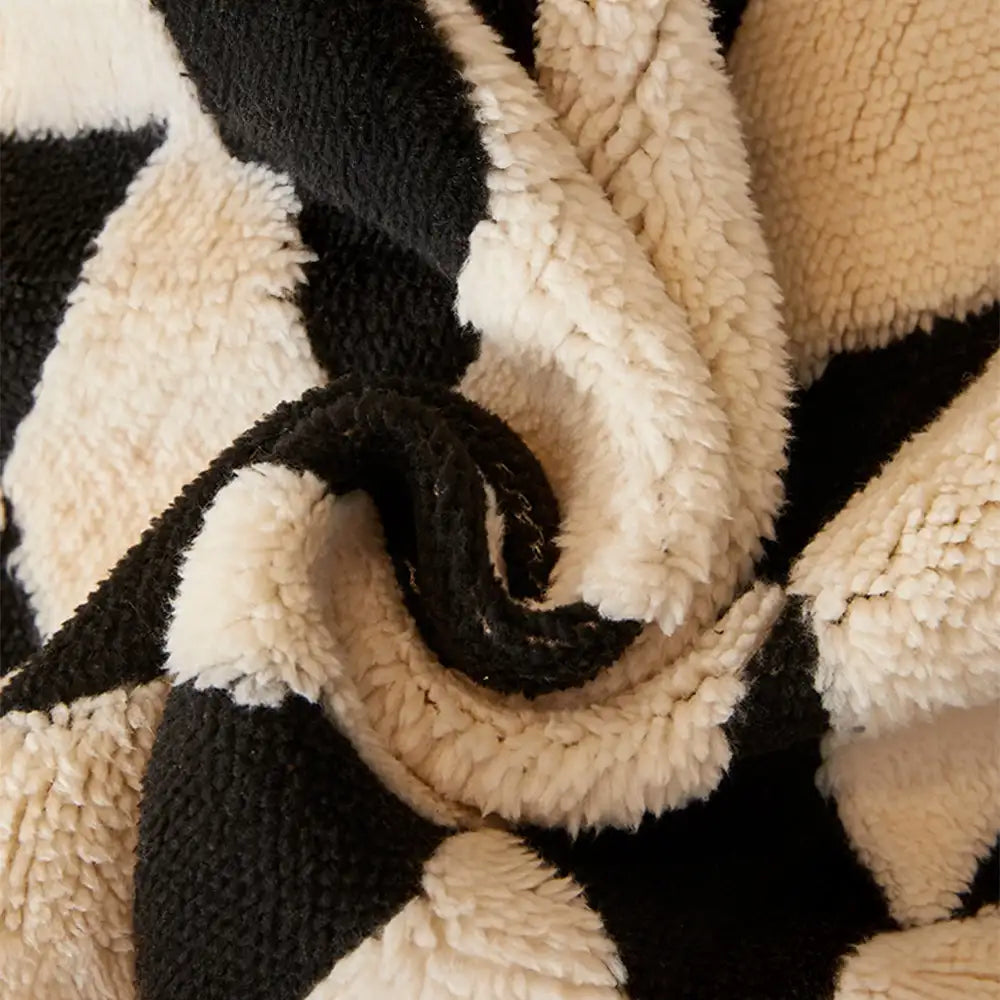 Diamond-Pattern Plush Sofa Cover