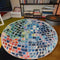 Tapis rond en faux cachemire à blocs de couleurs Disco Ball