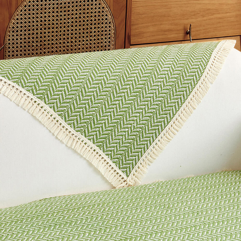 Elegant Woven Breathable Cotton-Linen Textured Couch Cover