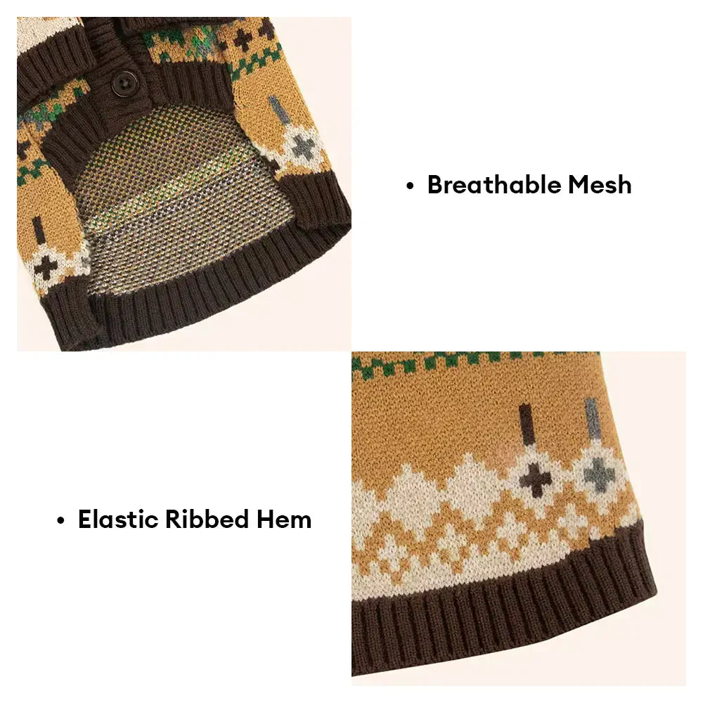 Fair Isle Vintage Pattern Dachshund And Small To Medium-Sized Dog Sweater