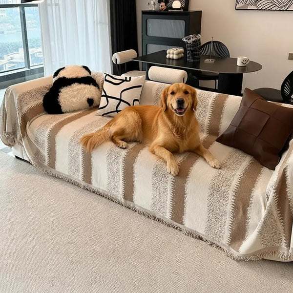 Fashion Striped Chenille Scratch-Resistant Sofa Protection Sofa Cover