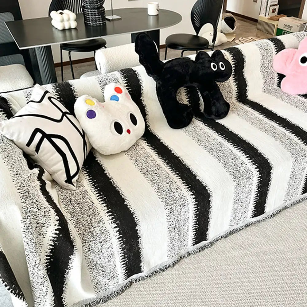 Fashion Striped Chenille Scratch-Resistant Sofa Protection Sofa Cover