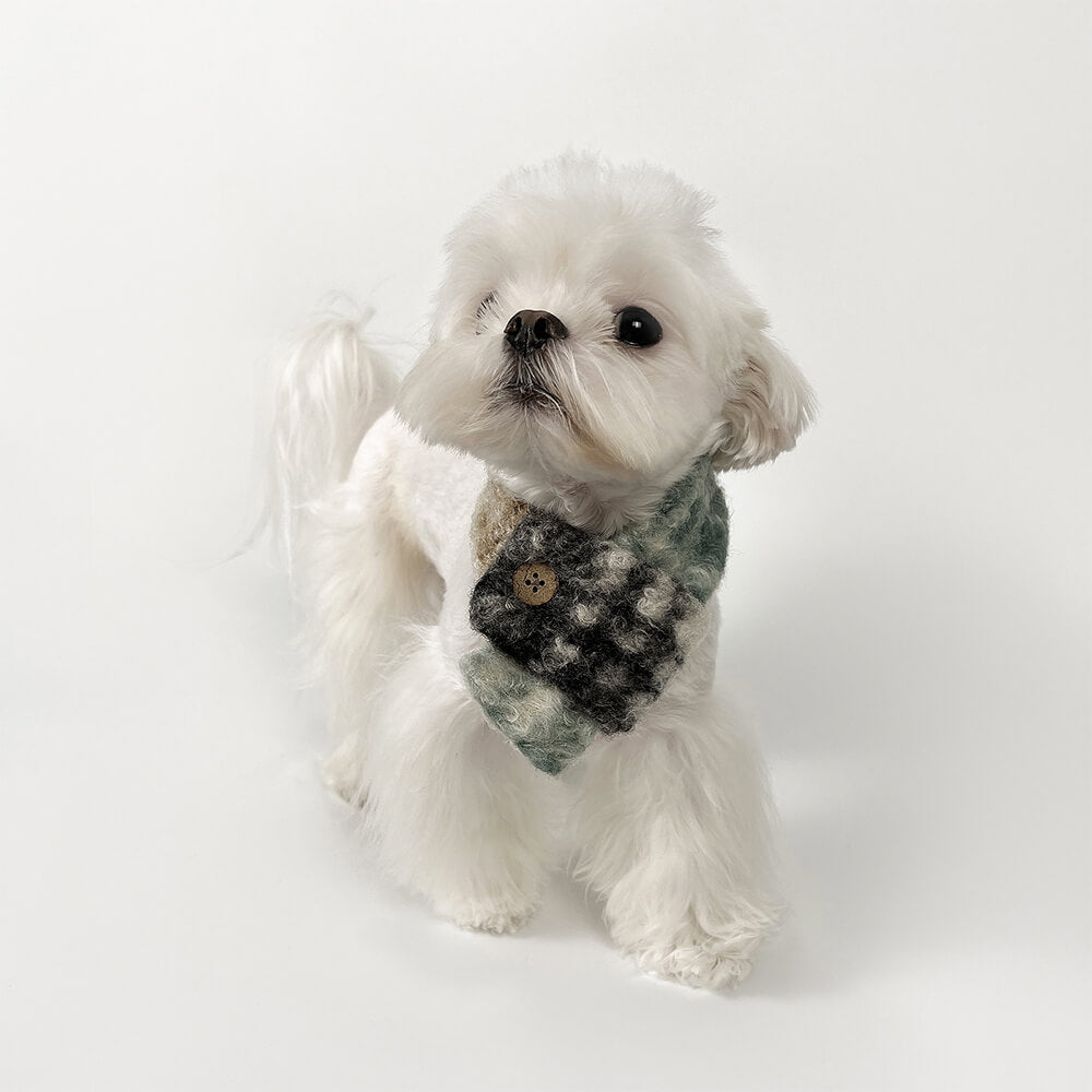 Fashionable Plaid Color Block Plush Warm Pet Scarf