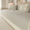 Faux Cotton-Linen Chenille Striped Breathable Scratch-Resistant Couch Cover