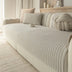 Faux Cotton-Linen Chenille Striped Breathable Scratch-Resistant Couch Cover