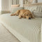 Faux Cotton-Linen Chenille Striped Breathable Scratch-Resistant Couch Cover