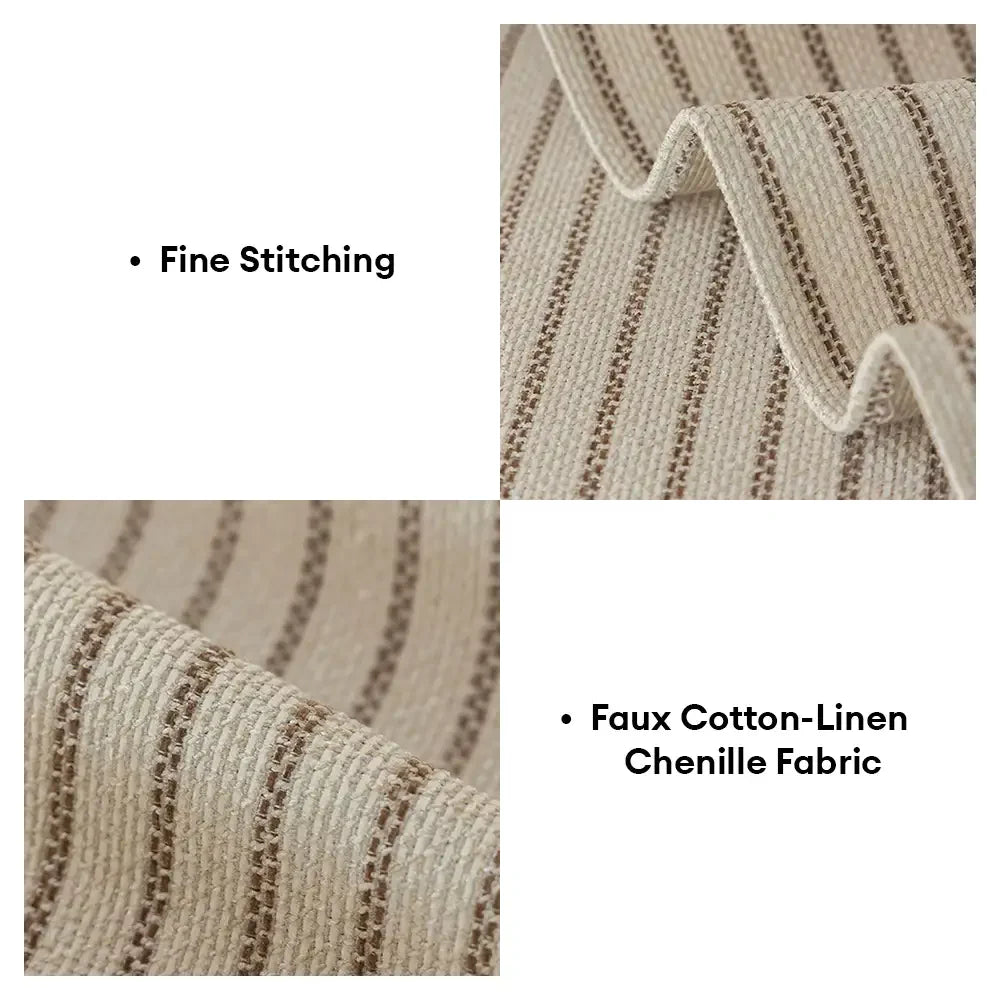 Faux Cotton-Linen Chenille Striped Breathable Scratch-Resistant Couch Cover