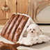 Faux Leather Vintage Multi-function Plush Dog Bed Convertible Dog Car Seat