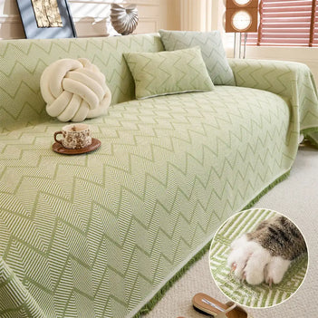 Faux Linen Scratch-Resistant Furniture Protector Sofa Blanket Sofa Cover