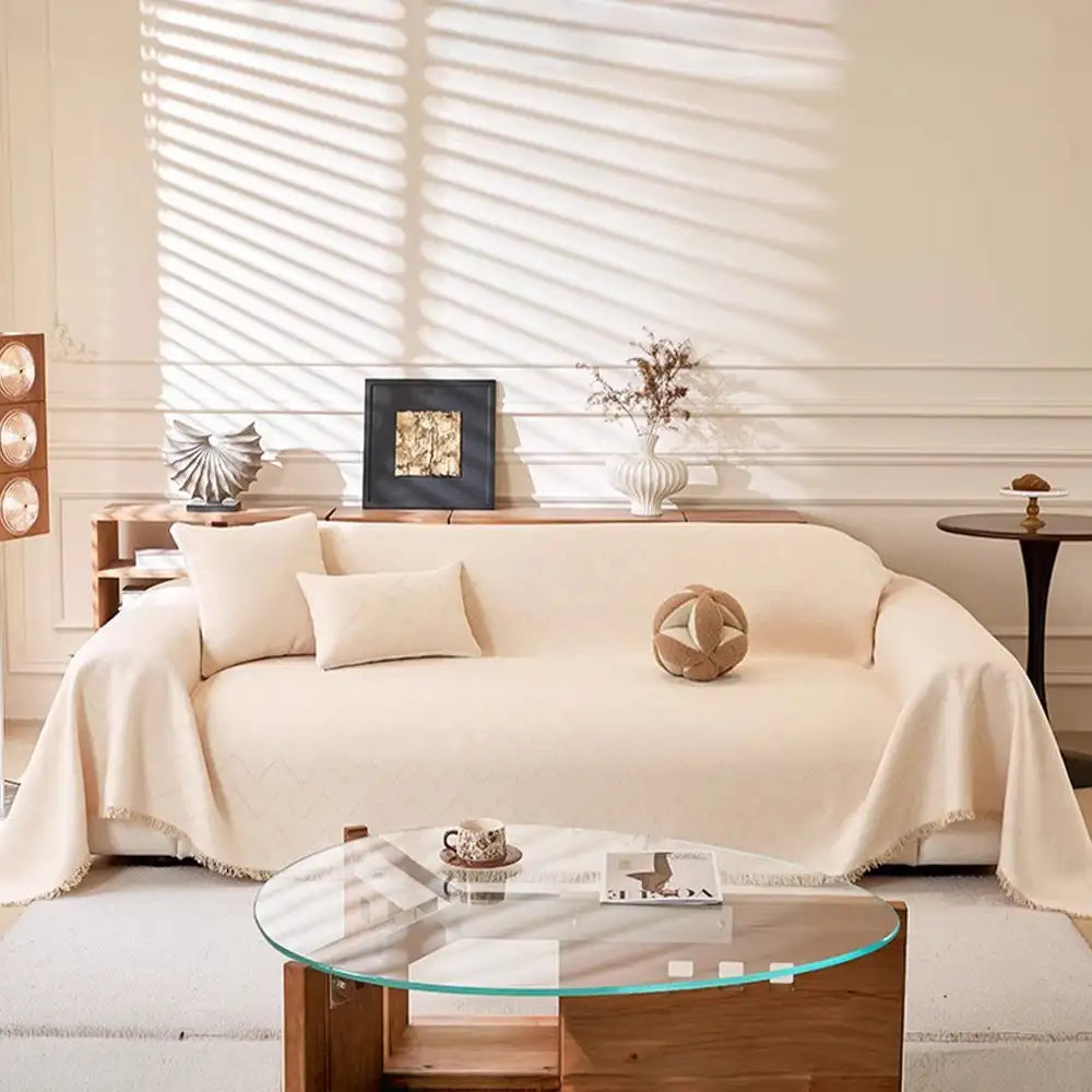 Faux Linen Scratch-Resistant Furniture Protector Sofa Blanket Sofa Cover