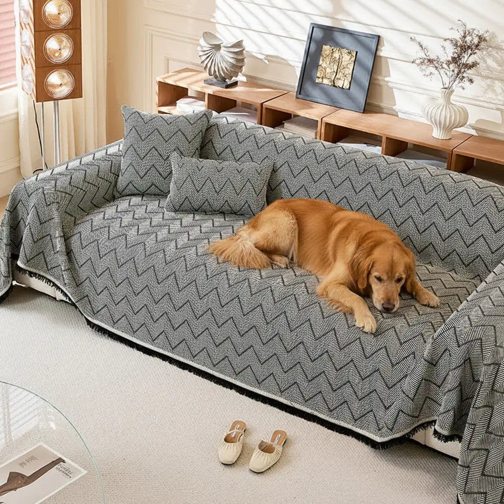 Faux Linen Scratch-Resistant Furniture Protector Sofa Blanket Sofa Cover