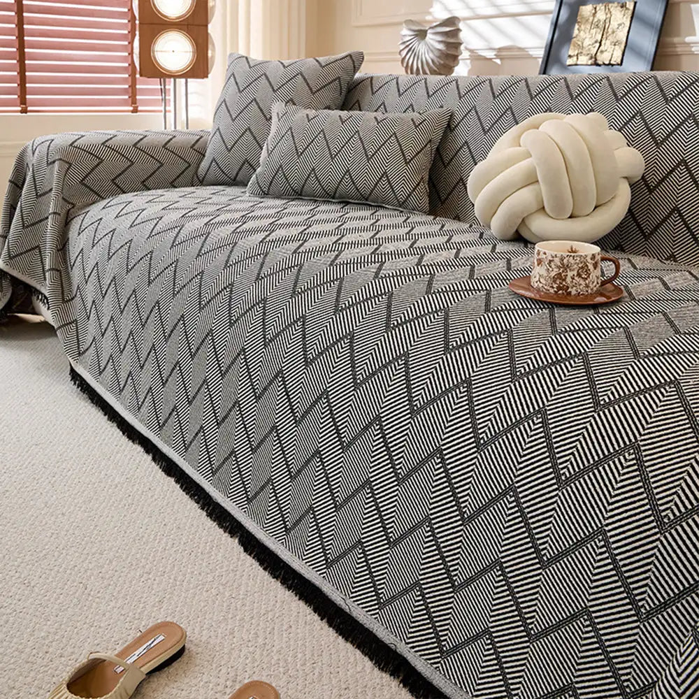 Faux Linen Scratch-Resistant Furniture Protector Sofa Blanket Sofa Cover