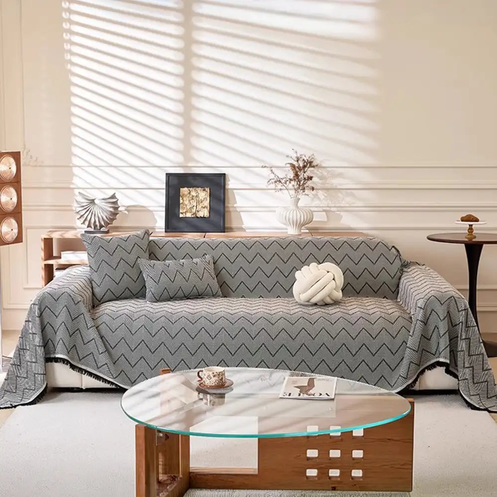 Faux Linen Scratch-Resistant Furniture Protector Sofa Blanket Sofa Cover