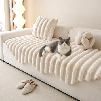 Fluffy Comfort Plush Furniture Protection Decorative Sofa Cover