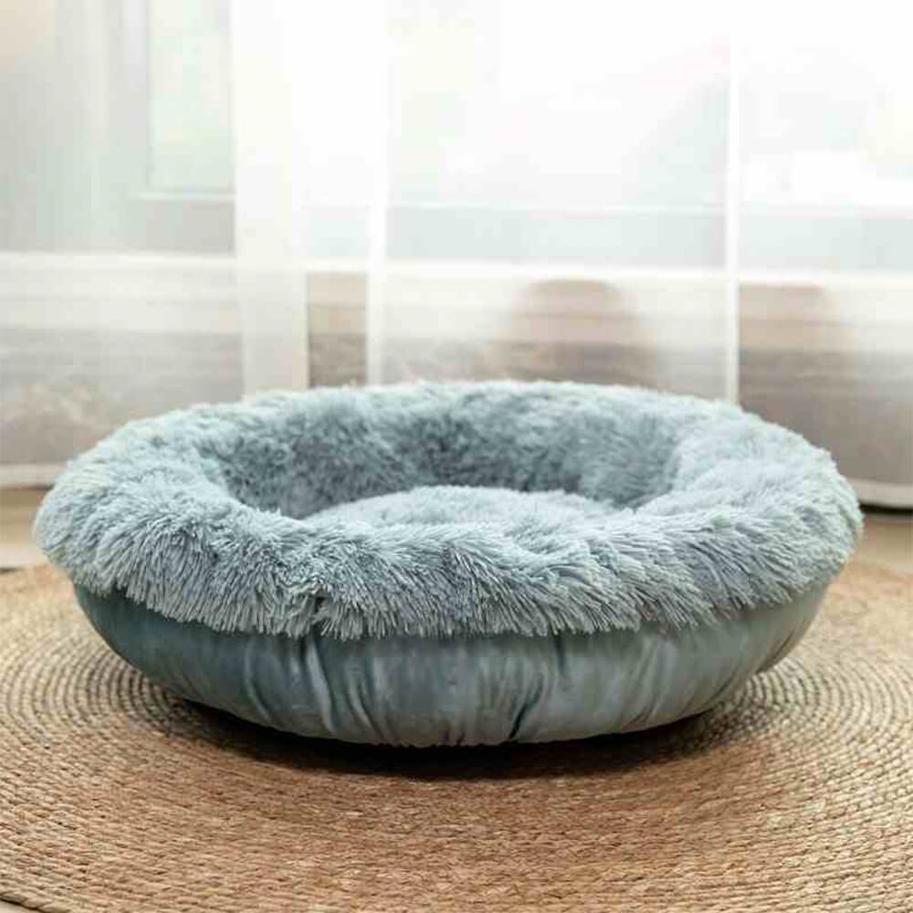 Fluffy Round Snuggle Nest Warm Sleeping Dog & Cat Bed