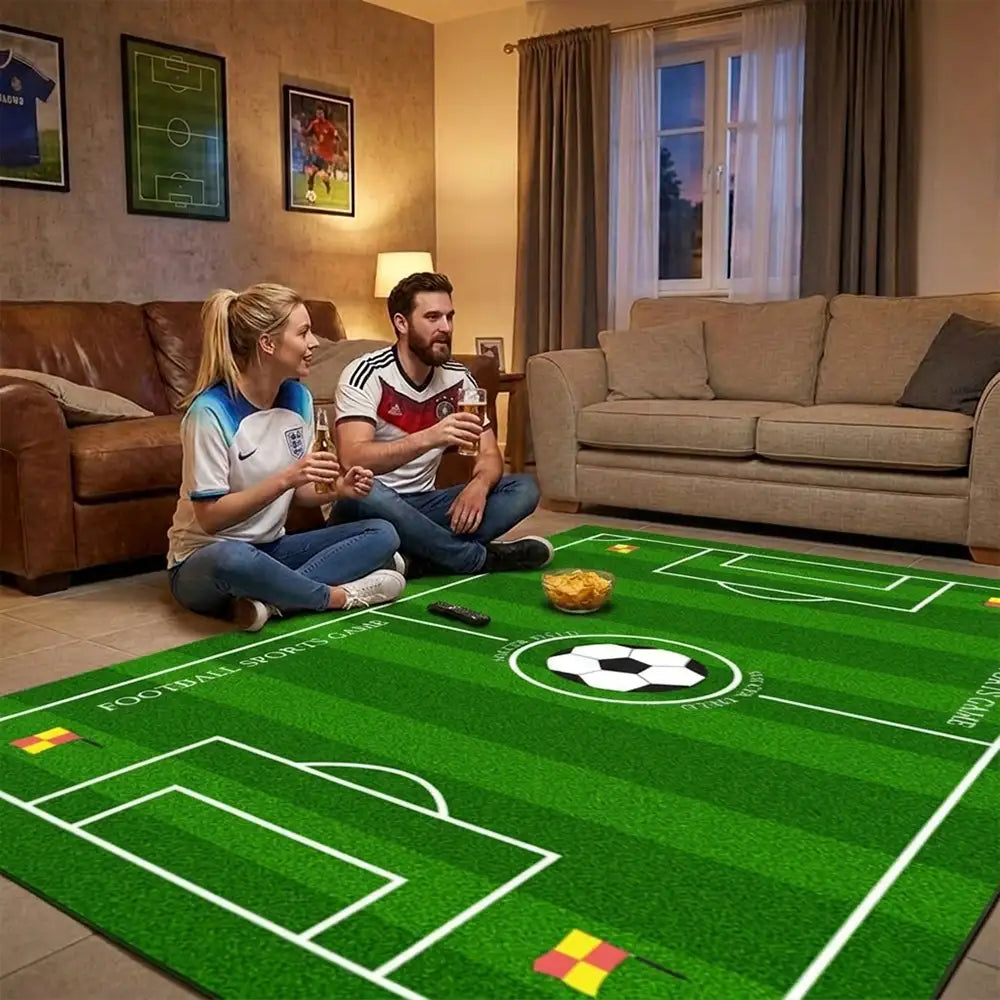 Football Field Pattern Scratch-Resistant Non-Slip Rug