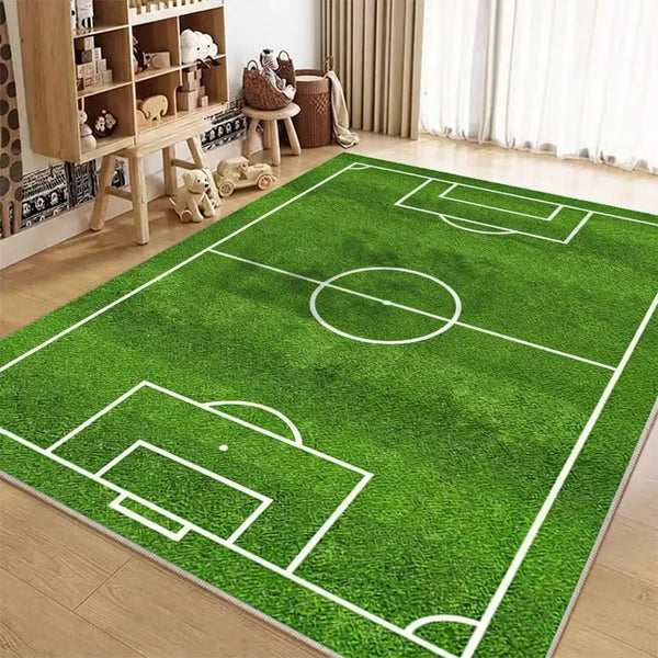 Football Field Pattern Scratch-Resistant Non-Slip Rug
