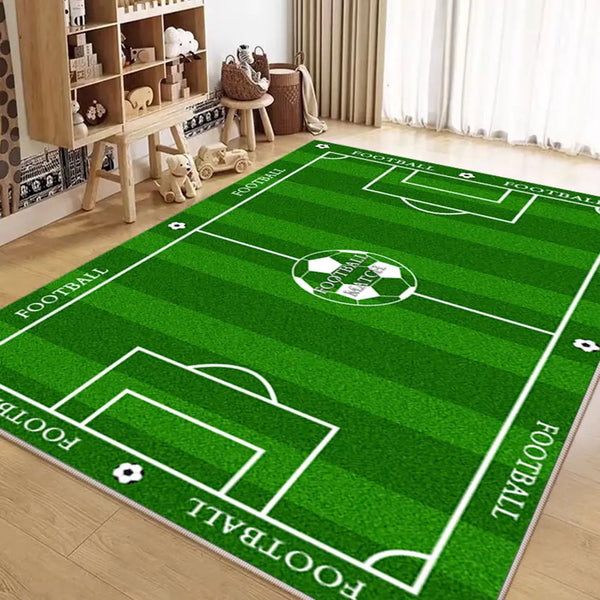 Football Field Pattern Scratch-Resistant Non-Slip Rug