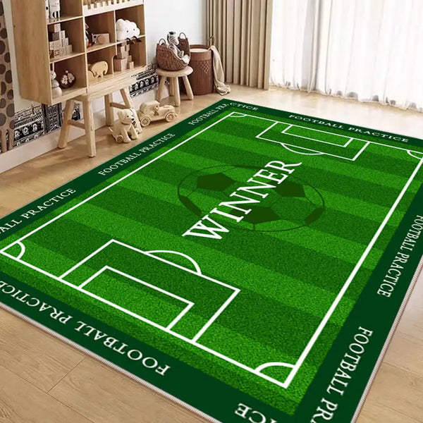 Football Field Pattern Scratch-Resistant Non-Slip Rug