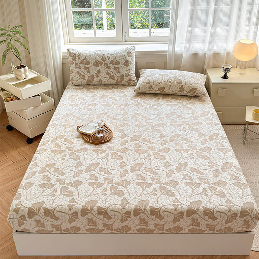 Housse de matelas en microfibre douce et respirante Ginkgo Leaf