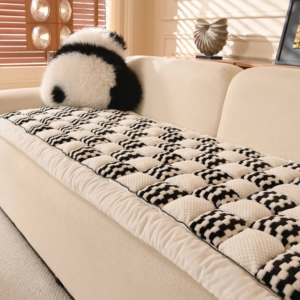 Handmade Plush Checkerboard Pet Mat Comfortable Sofa Cover