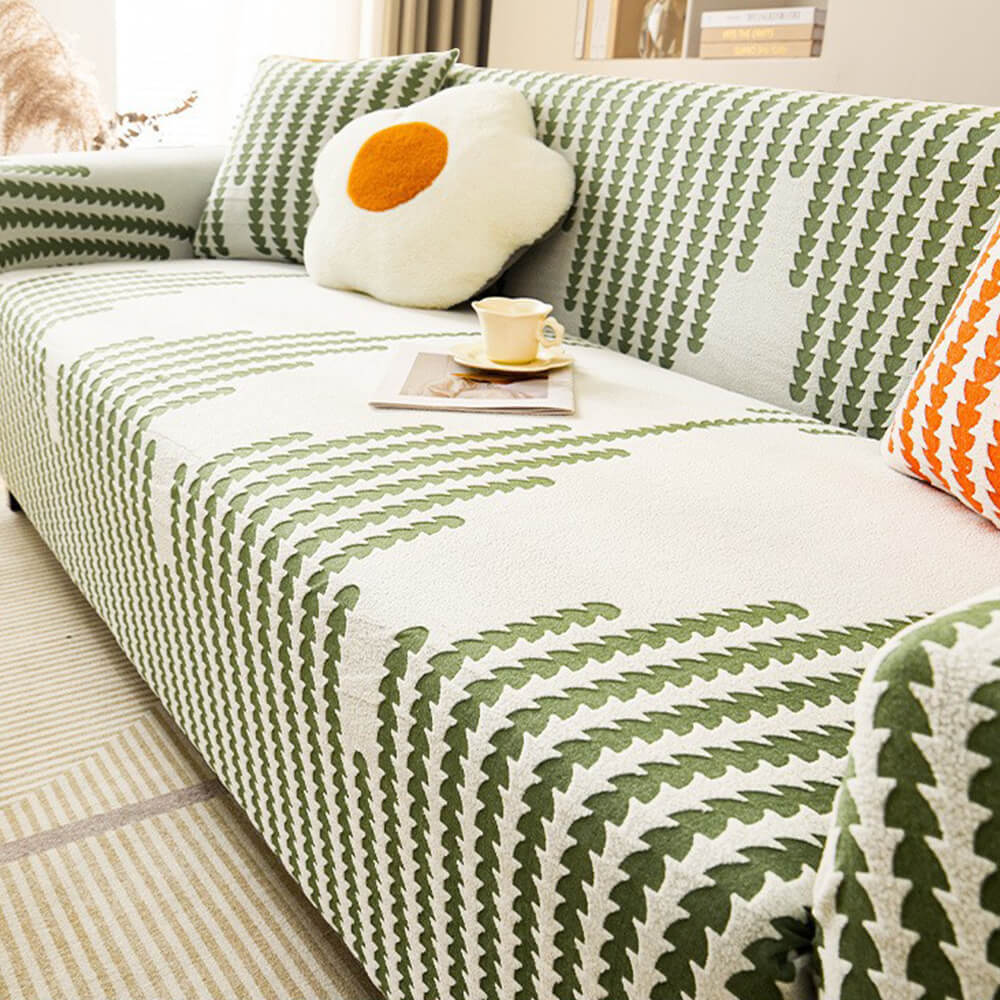 Herringbone Cozy Full-Wrap Stretch Magic Couch Cover