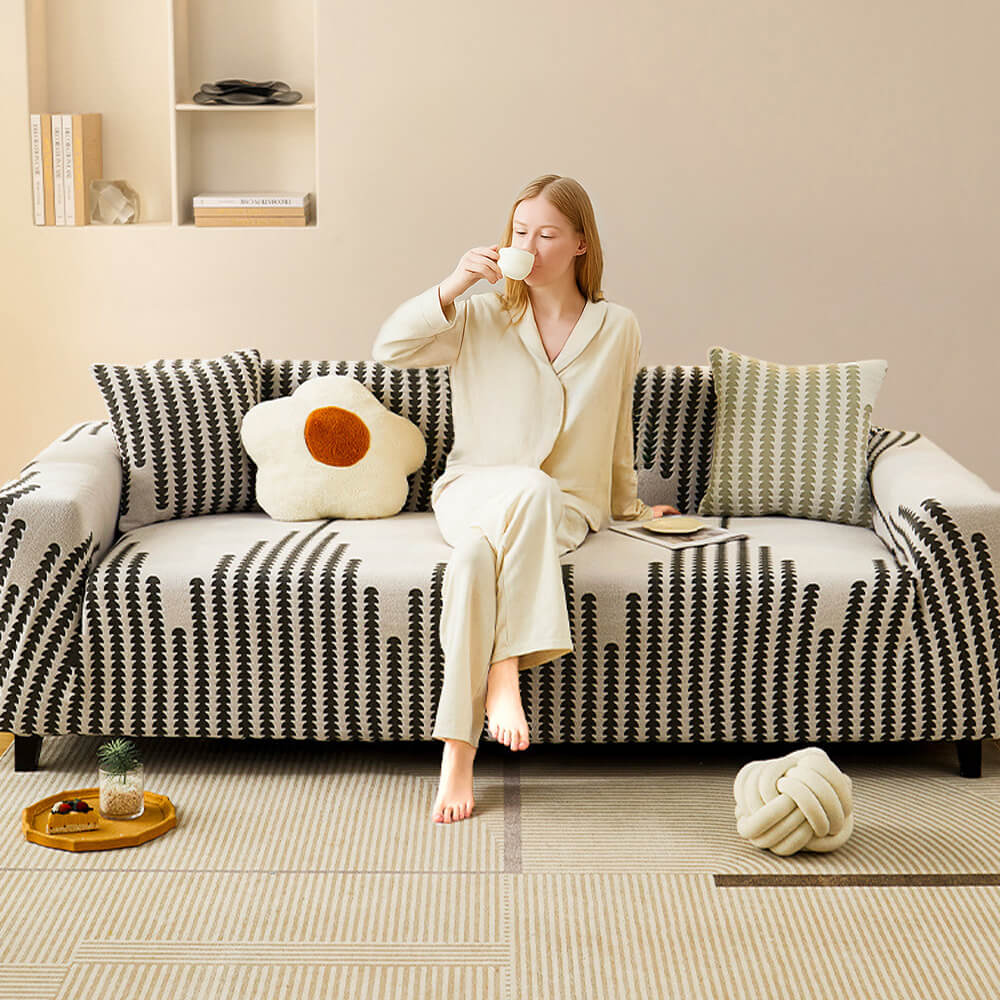 Herringbone Cozy Full-Wrap Stretch Magic Sofa Cover