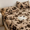 Leopard Print Thickened Faux Rabbit Fur Warm Fitted Sheet Mattress Cover