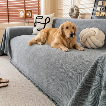 Linework Pattern Chenille Comfortable Scratch-Resistant Sofa Protection Sofa Cover