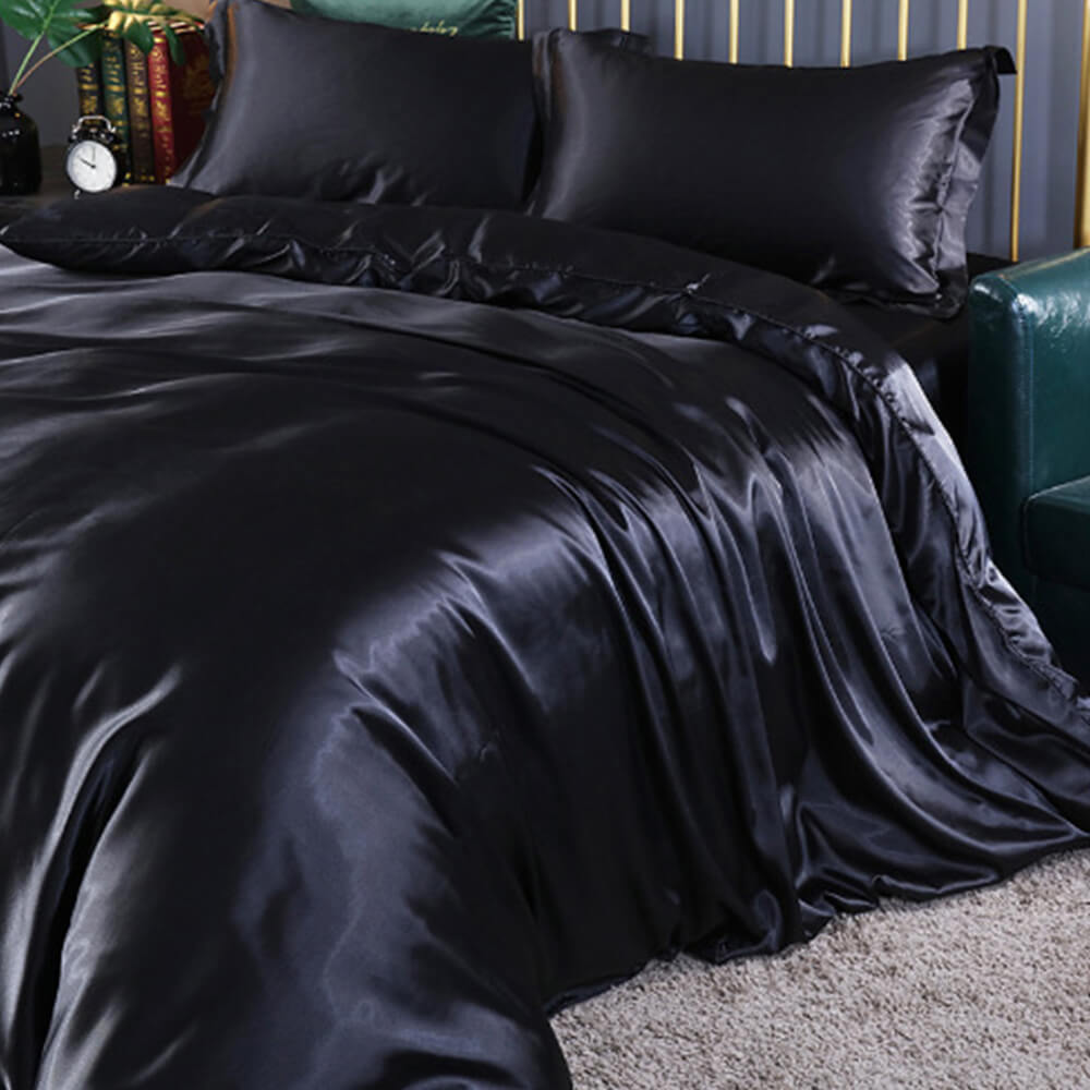 Luxurious Cooling Glossy Double-Sided Satin Bed Sheet Set