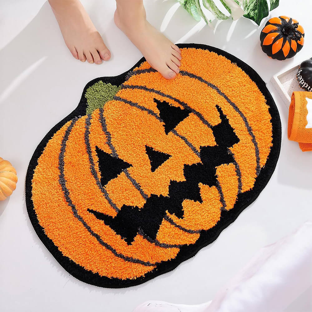 Tapis d'Halloween luxueux en faux cachemire - Tapis doux et effrayant en forme de toile d'araignée