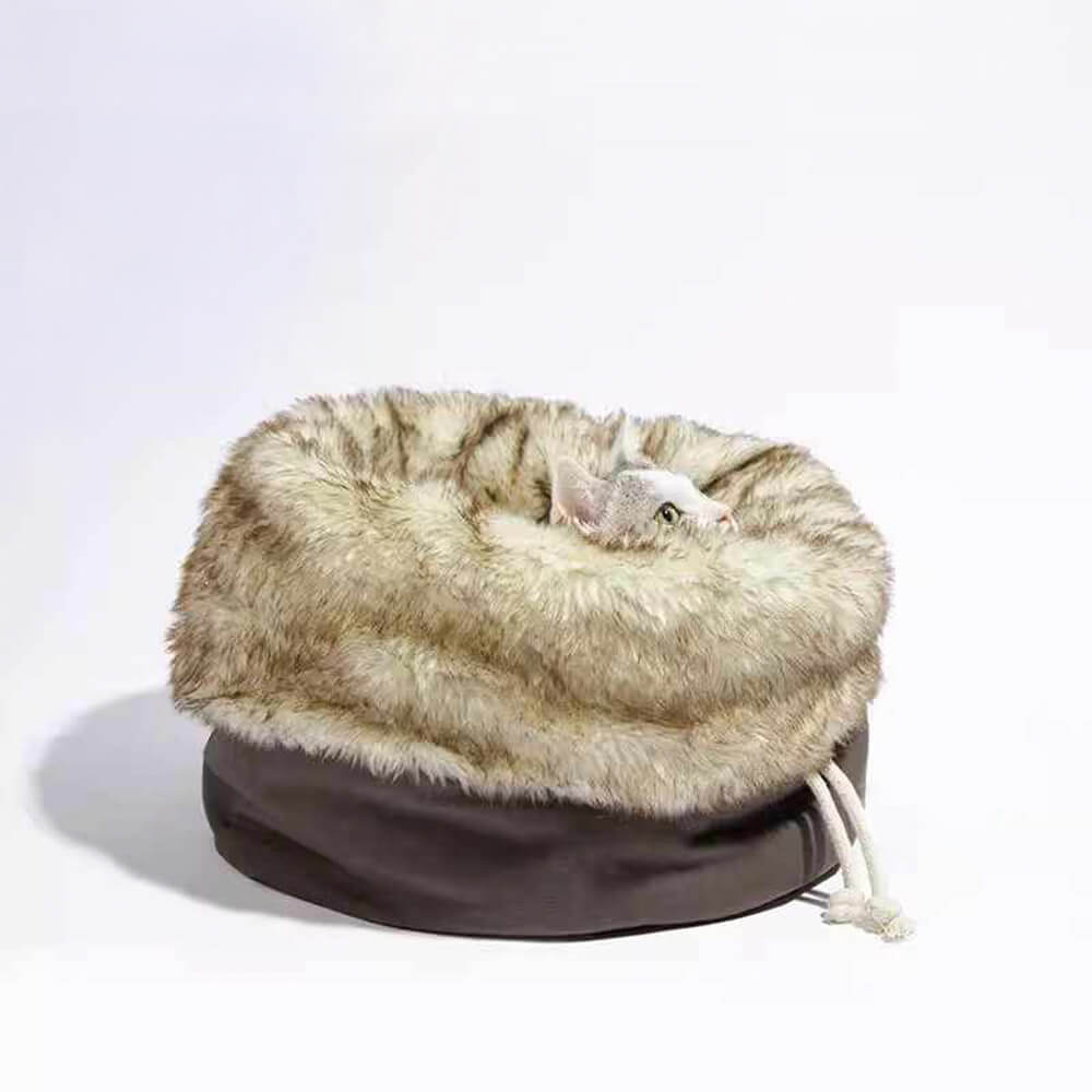 Luxury Warm Cozy Reversible Faux Fur Washable Cat Bed