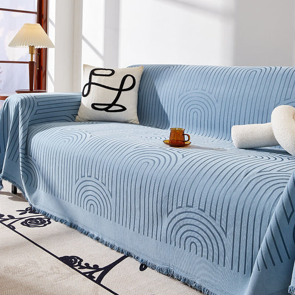 Minimalist Arch Motif Scratch-Resistant Chenille Throw Sofa Cover