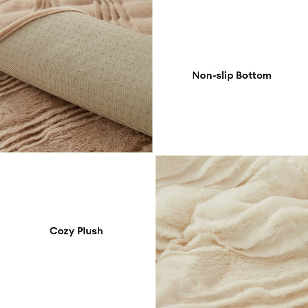 Modern Comfortable Faux Rabbit Fur Anti-Slip Sofa Cover