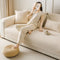 Modern Cream Vertical Stripes Fleece Sofa Cover for All Seasons