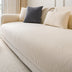 Modern Cream Vertical Stripes Fleece Sofa Cover for All Seasons