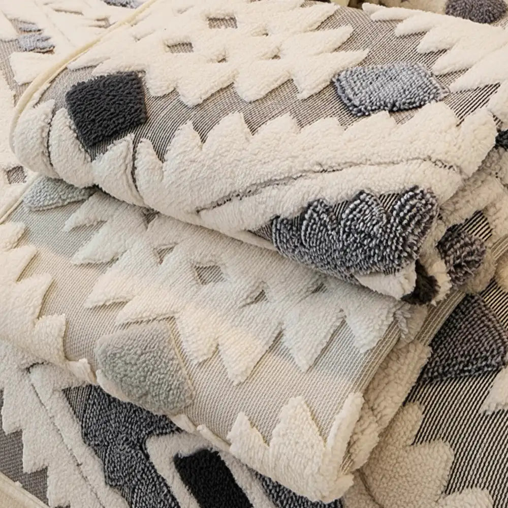 Modern Geometric Thick Plush Anti-Scratch Non-Slip Sofa Cover