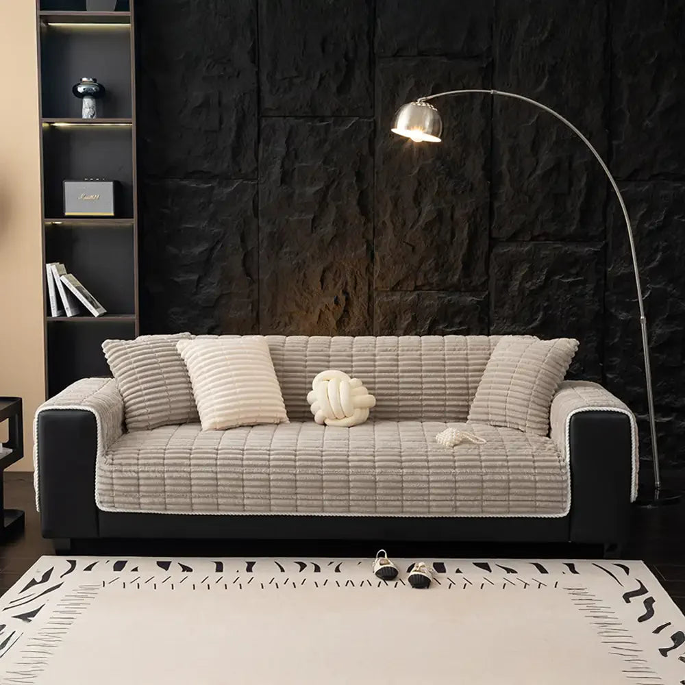 One-Piece Cozy Flannel Sofa Protection Non-Slip Sofa Cover