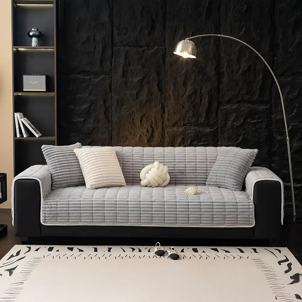 One-Piece Cozy Flannel Sofa Protection Non-Slip Sofa Cover