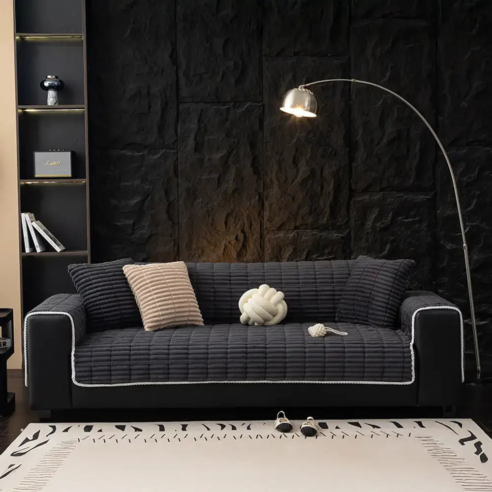 One-Piece Cozy Flannel Sofa Protection Non-Slip Sofa Cover