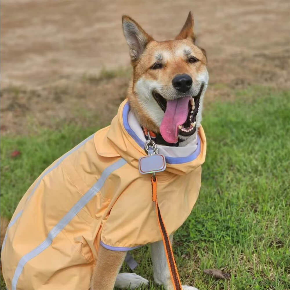 Outdoor Lightweight Waterproof Dog Raincoat with Reflective Strip Hoodie