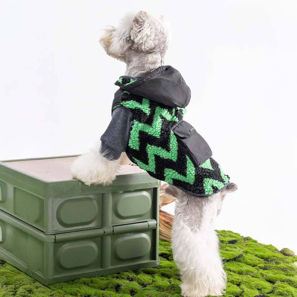 Plaid Fleece Hoodie Warm Dog & Cat Jacket with Pocket