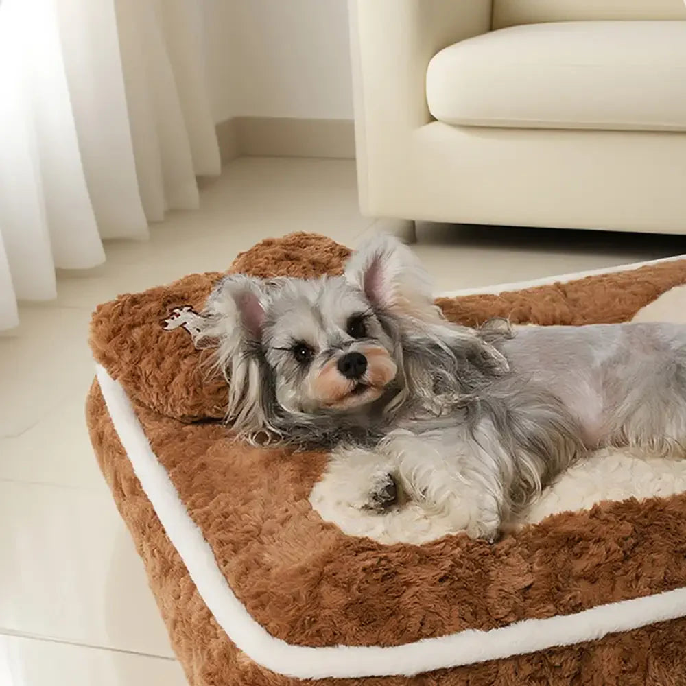 Plush Color-Blocked Creative Bolster Pet Bed