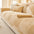 Plush Cream Geometric All Seasons Non-Slip Sofa Cover